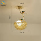 Bird's Nest Glass LED Ceiling Lamp for Modern Nordic Living Room Decor