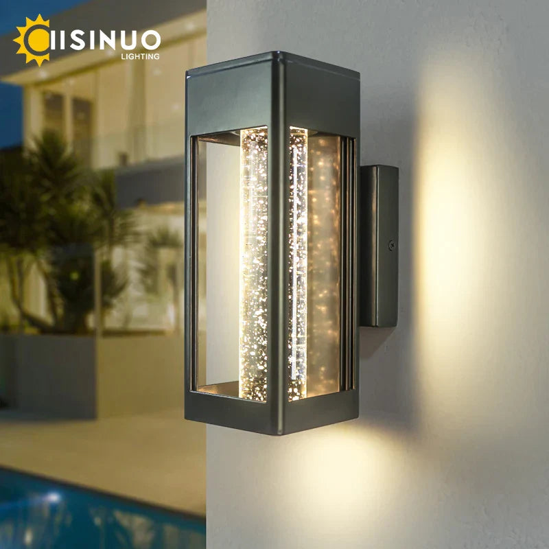 Crystal Bubble Glass Wall Lamp 11W LED Outdoor Sconce IP65 Garden Light