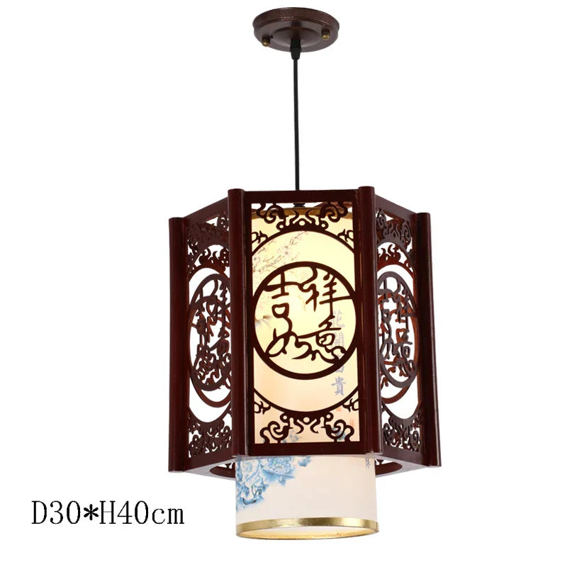 Antique Wood Pendant Lights for Dining Room, LED Living Room Decor Lighting Fixtures