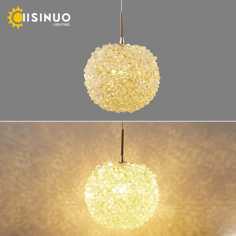Crystal Ball Pendant Chandelier for Bedroom Bar Deco
