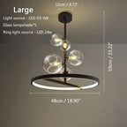 Glass Bubble LED Ceiling Chandelier for Home, Modern Ring Hanging Light Fixtures