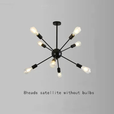 Retro Spider Iron Chandelier: Adjustable, Rotatable, Industrial Living Room Lighting