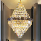 Luxury Duplex Living Room Chandelier – Crystal Rotating Staircase Light