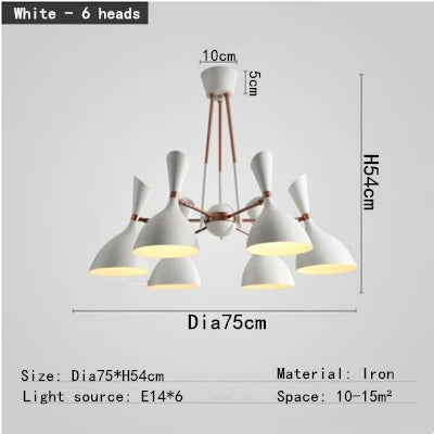 Afralia Nordic LED Multiple Head Chandelier - Black/White Iron Art - Living Room/Bedroom/Kitchen/Hotel