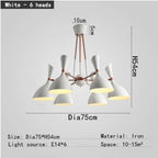 Afralia Nordic LED Multiple Head Chandelier - Black/White Iron Art - Living Room/Bedroom/Kitchen/Hotel