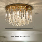 Luxury Crystal Ceiling Light Gold/Chrome Metal Round LED Lamp