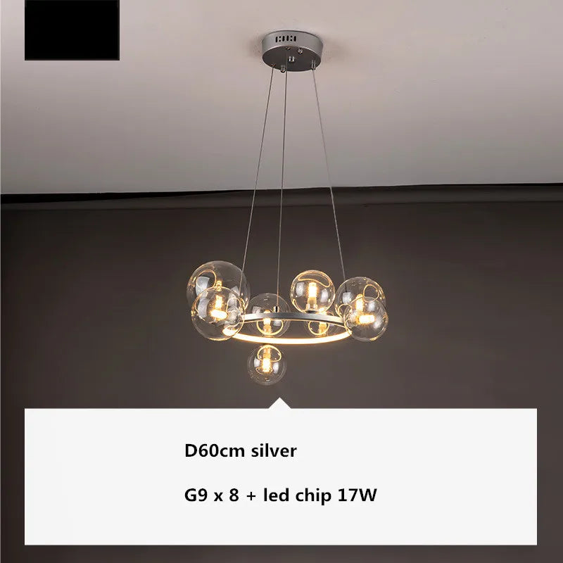 Glass Ball G9 LED Chandelier: Modern Minimalist Nordic Design