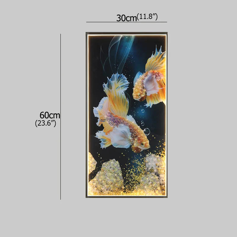 Gold Fish LED Picture Wall Light for Home Decor & Bedroom Aisle
