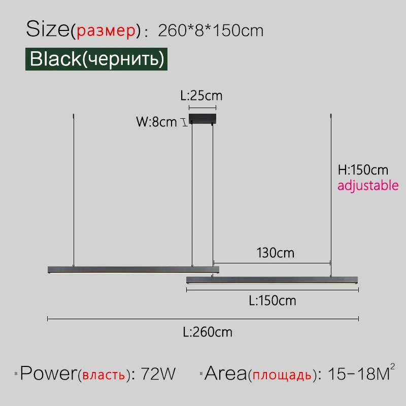 Modern Aluminum Chandelier Strip, Minimalist Nordic Design for Dining Table, Bar