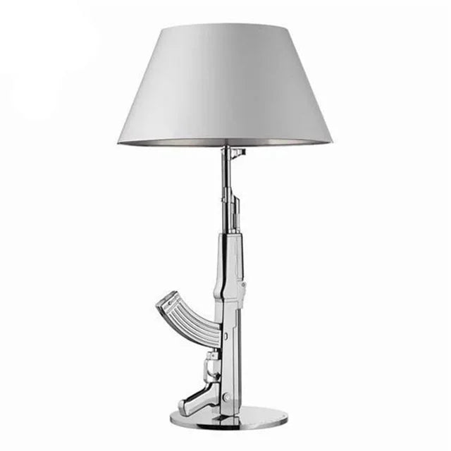 AK47 Guns Floor Lamp Electroplated Silver Golden Metal Art Deco Bedside Luxury Lamp