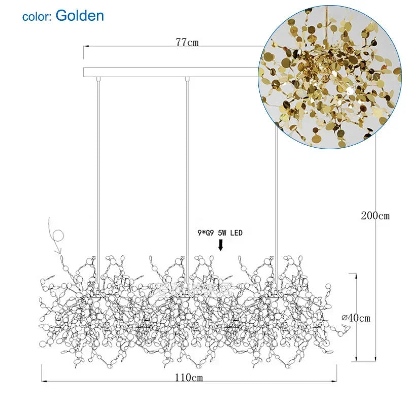 Stainless Steel Led Pendant Light for Dining Living Hotel Room_Hanging G9 Fixture