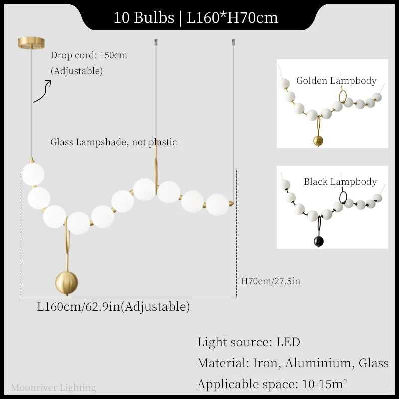 Necklace Pendant Light | Luxury Glass Ball Chandelier for Home