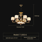 Jade Zinc Alloy Chandelier for Living Room, Restaurant, Hall - Elegant Chinese Design