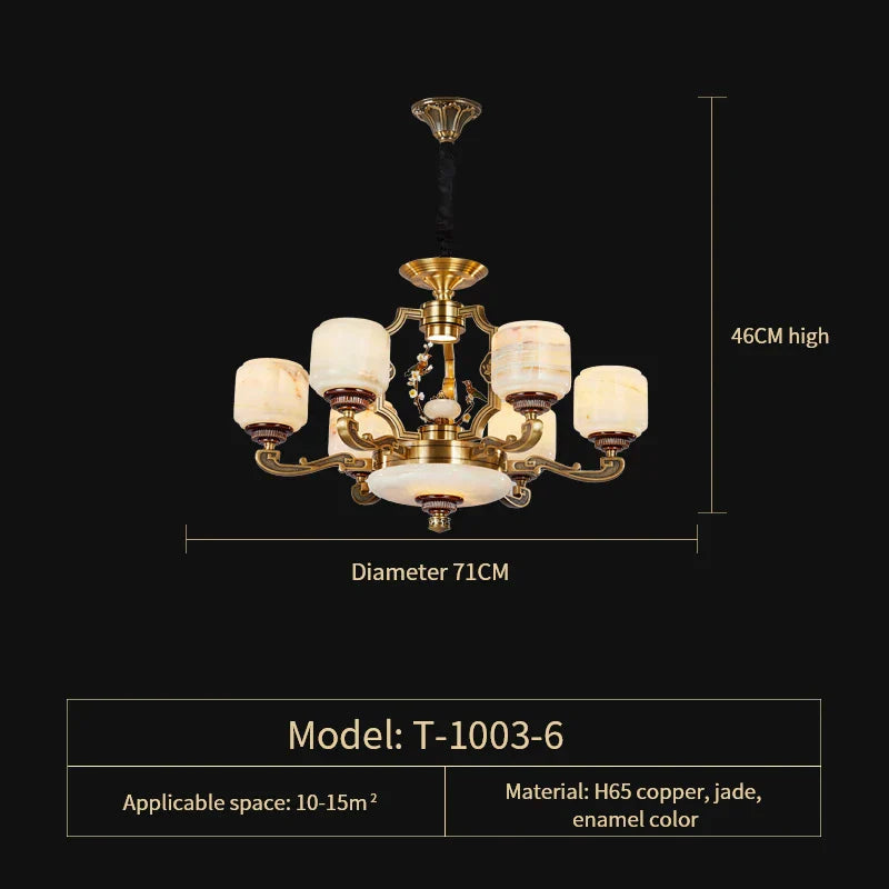 Jade Zinc Alloy Chandelier for Living Room, Restaurant, Hall - Elegant Chinese Design