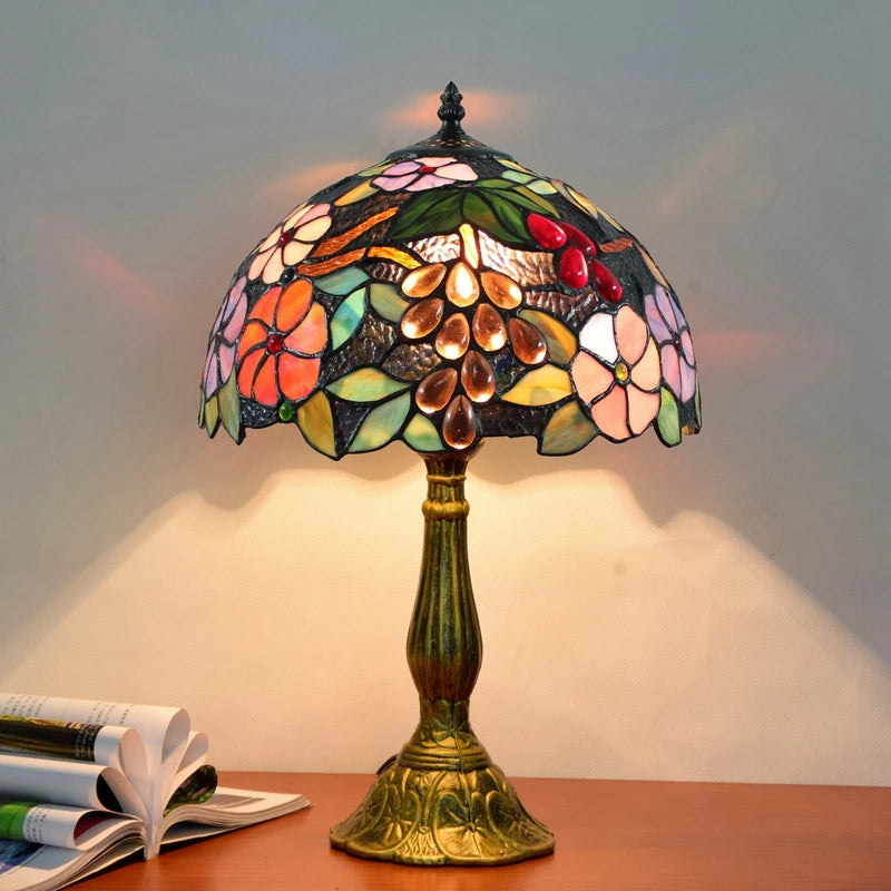 Dragonflys Tiffany Stained Glass Table Lamp Vintage Bedroom Desk Light