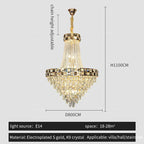 Smart Dimming Crystal Chandelier for Luxury Villa Living Room, High-end Duplex Building Atmosphere