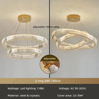 Crystal Circle LED Chandelier: Nordic Modern Stairs Pendant Lighting with Dimmable LED for Living Room