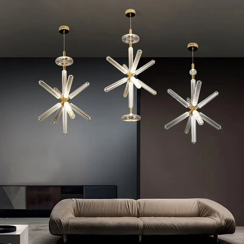Glass Tubes LED Chandelier: Modern Luxury for Living Room, Bedroom, Hotel & Aisle