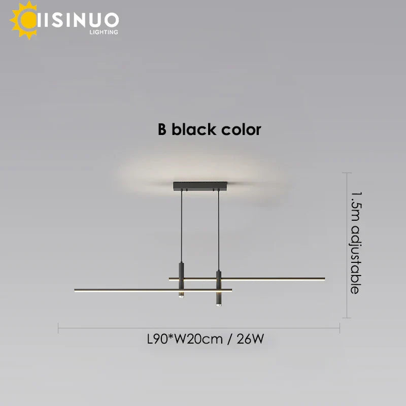 Adjustable LED Pendant Light in Black/Gold for Office Dining Living Room