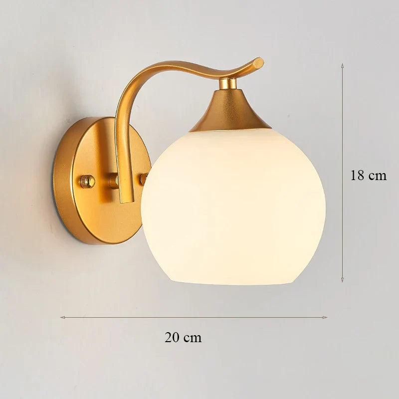Modern Glass Shade Wall Lamp for Bedroom Loft Design, Up Down Iron LED Night Lights.