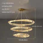 Gold Plated Steel Ring Pendant Lamp with Dimmable LED Lights and K9 Crystals