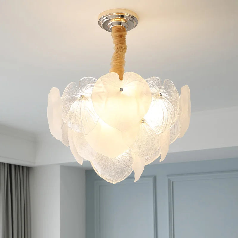 French Cream Crystal Chandelier for Luxury Living Room, Net Red Feather Design
