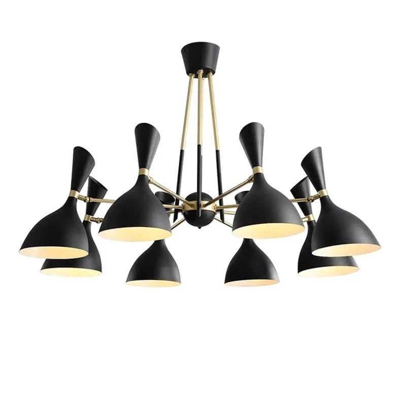 Afralia Nordic LED Multiple Head Chandelier - Black/White Iron Art - Living Room/Bedroom/Kitchen/Hotel