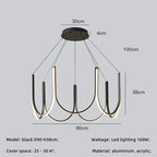 Modern Black Aluminium LED Pendant Chandelier for Foyer, Adjustable Lighting Solution