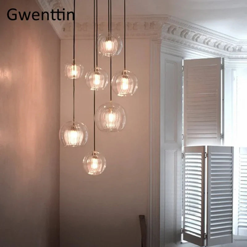 Nordic Glass LED Pendant Light for Modern Kitchen and Living Room