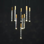 Gold Crystal LED Chandelier for Modern Loft Living Room Staircase