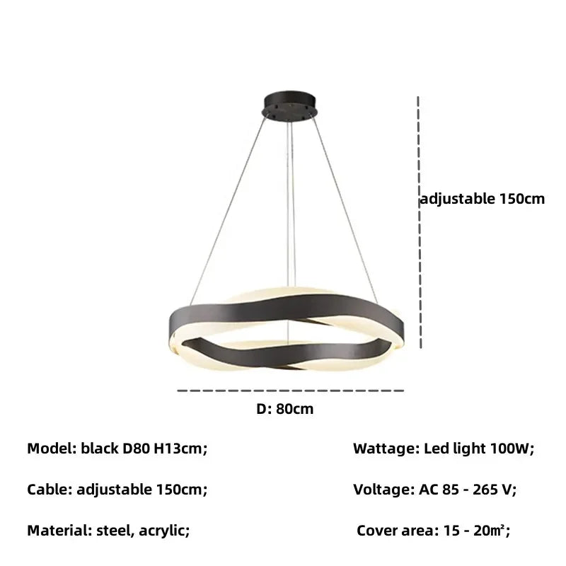 Modern Steel LED Pendant Lights Acrylic Lustre Hanging Lamp for Dining Room