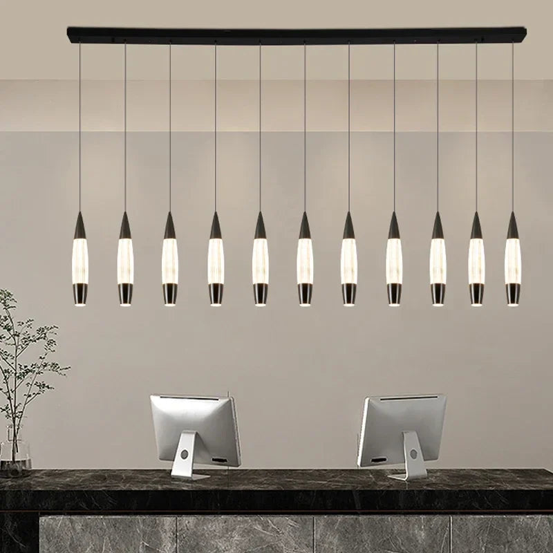 Modern Duplex High-rise LED Chandelier in Black Gold