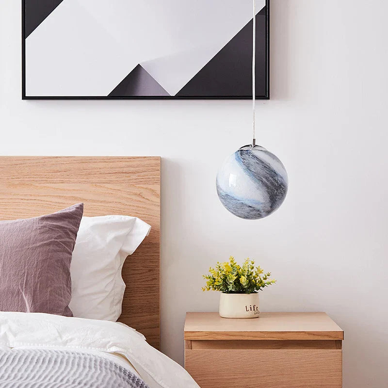 Astronaut Ball LED Light: Modern Boys Room Decor, Acrylic Planet Earth Pendant
