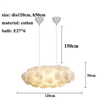 LED Cloud Chandelier: Floating Cotton Cloud Pendant Lamp for Nursery, Living Room, Kids Room