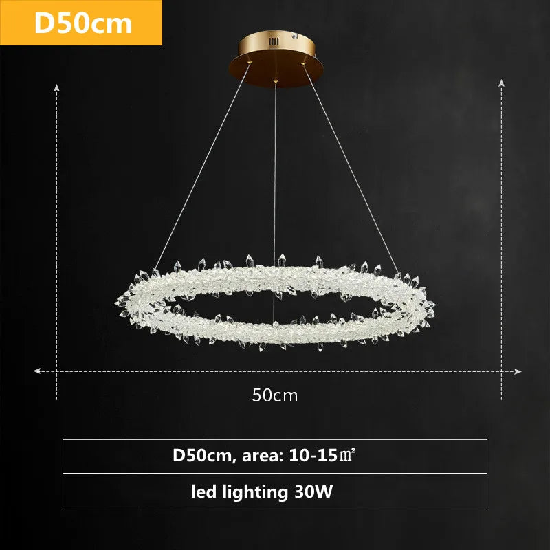Luxe Crystal Pendant Light - Dimmable LED Art Deco Circle Lamp