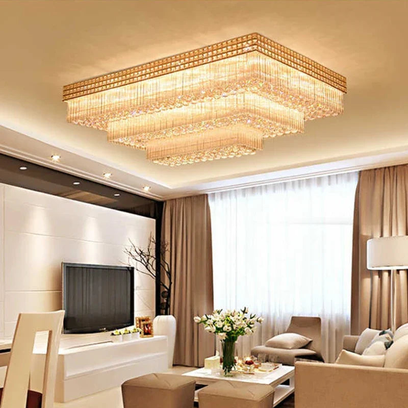 Crystal LED Chandelier Cake Ceiling Lamp for Living Room Bedroom Kitchen Hotel