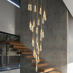 Modern Water Drop LED Chandeliers for Duplex Building, Villa Luxury Lighting