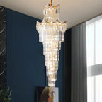 Crystal Duplex Chandelier: Luxury Living & Stair Lamp for Loft Apartment & Villa