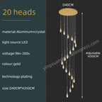 Modern Crystal Chandelier Golden Loft Hanging Light for Stylish Home Décor