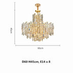 Gold Steel Crystal Pendant Chandelier - Luxury LED Dining Room Hanging Lamp