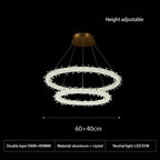 Crystal Flower LED Chandelier Round Ring Pendant for Dining Living Room Lighting