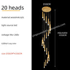 Wooden Chandelier: Modern LED Staircase Hanging Light