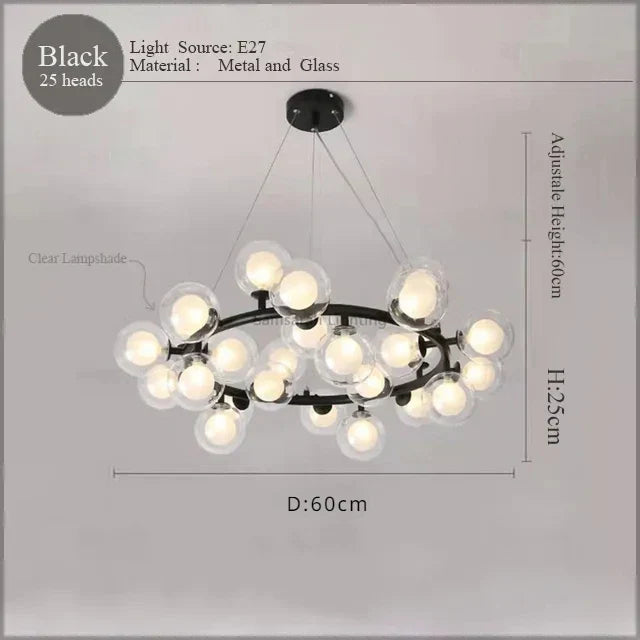 LED Glass Chandelier Pendant Lamp for Living Room Dining Room Lighting
