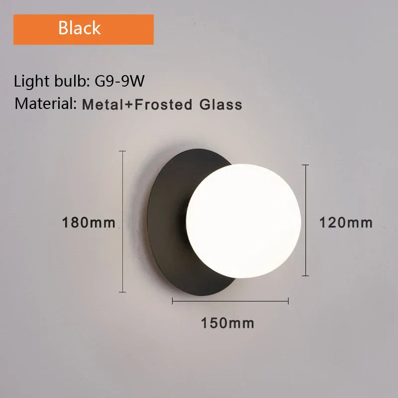LED Glass Ball Wall Light: Modern Indoor LED Sconce for Home Interior Lighting