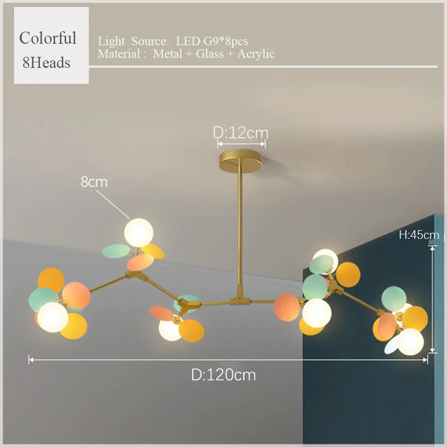 Scandinavian Chandelier: Colorful Magic Bean Tree Branch Light for Living Room