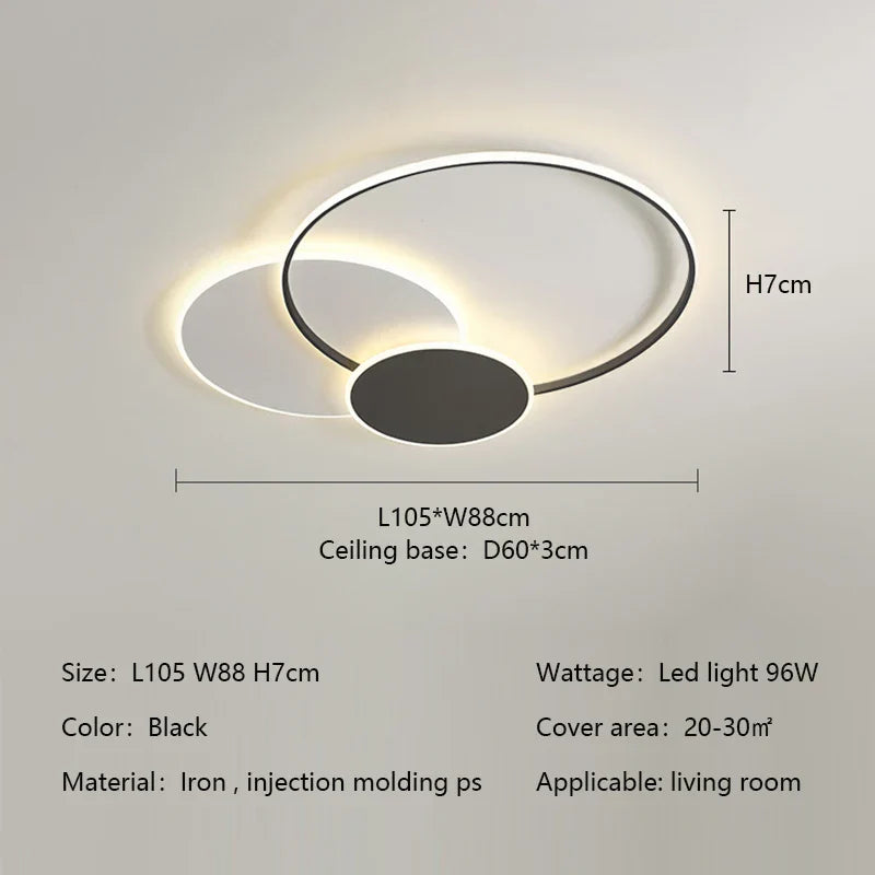 Circles LED Ceiling Lights Modern Minimalism Dimmable Bedroom Lamp Fixtures