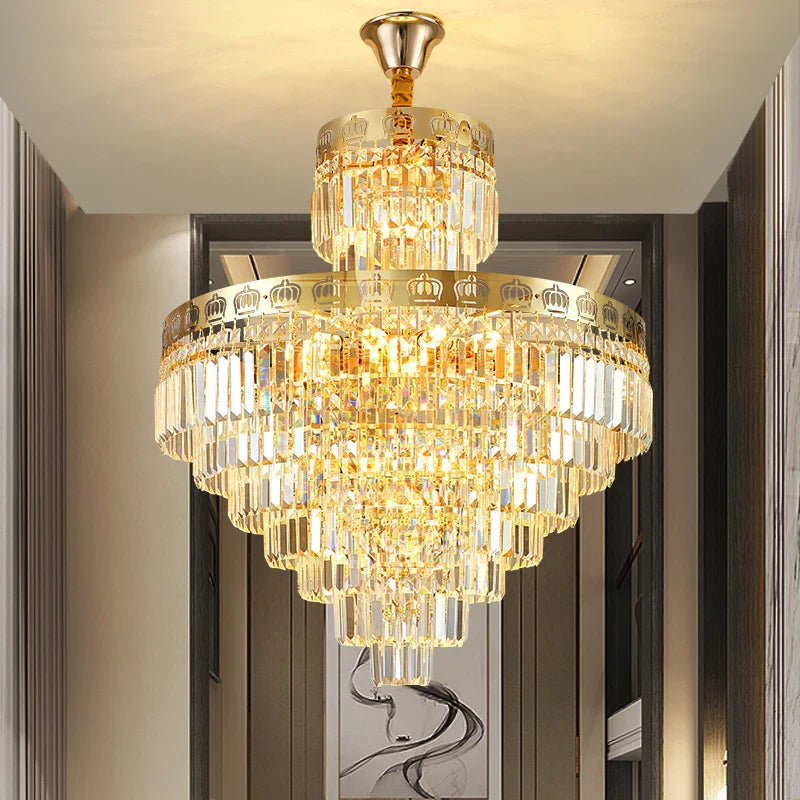 Crystal Duplex Chandelier for Luxury Hollow Living Room Décor