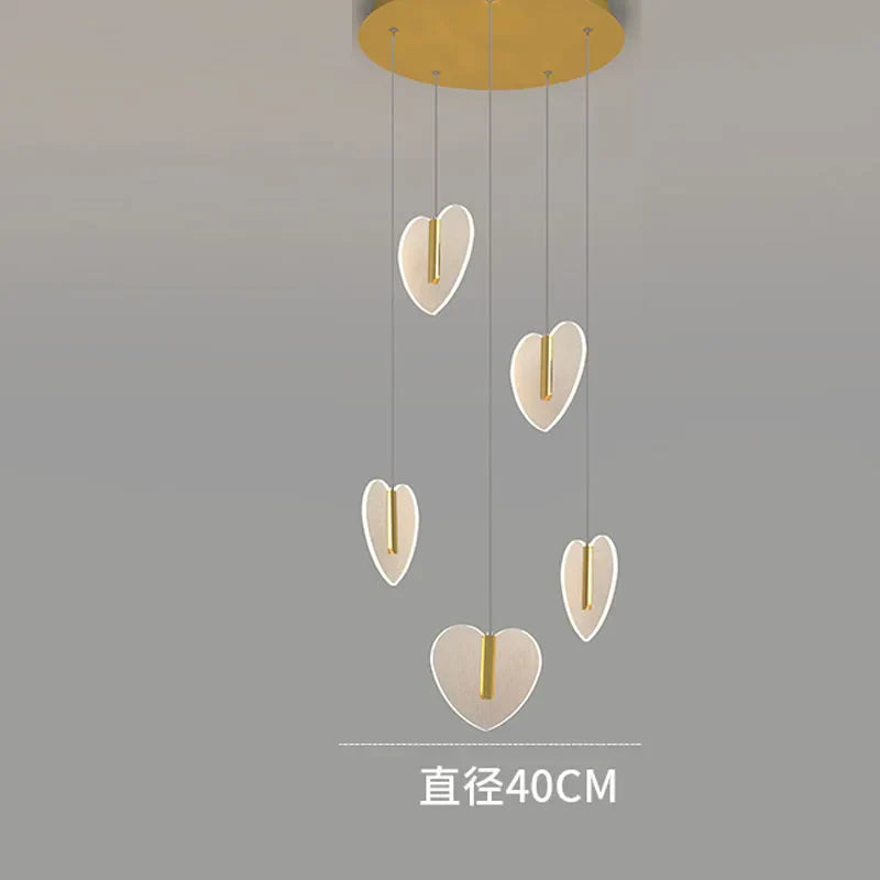 Love Chandelier: Luxury Crystal Gold Lighting for Staircase & Living Room