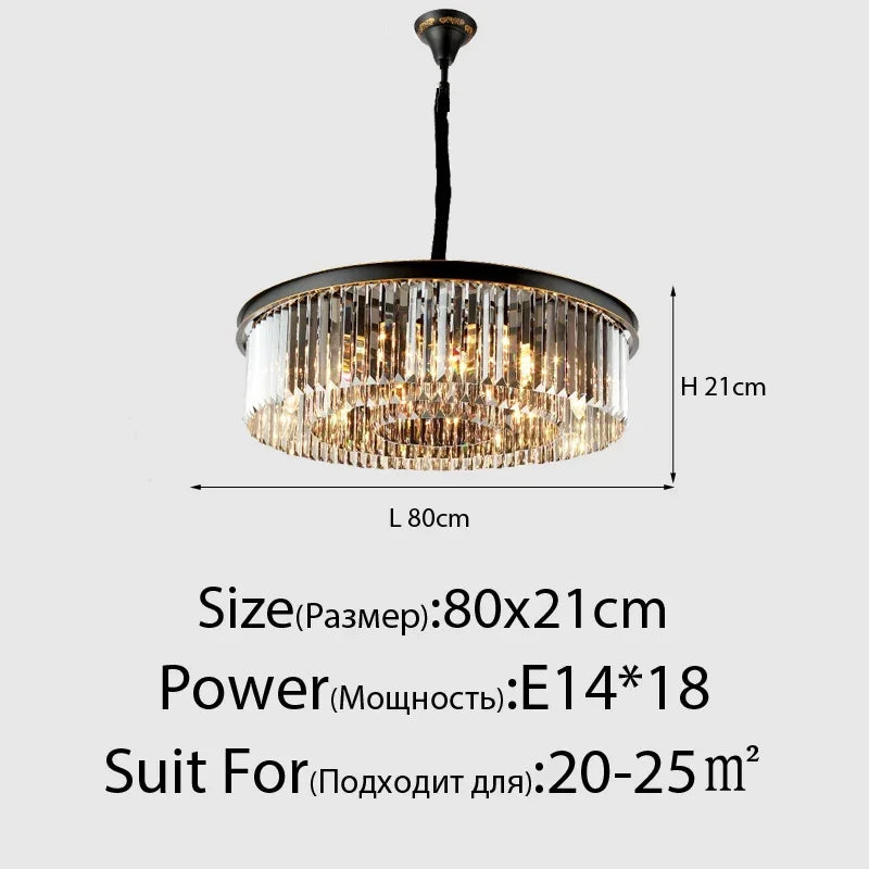 Retro Crystal Ceiling Chandelier for Living Dining Room, Industrial Vintage Hanging Light