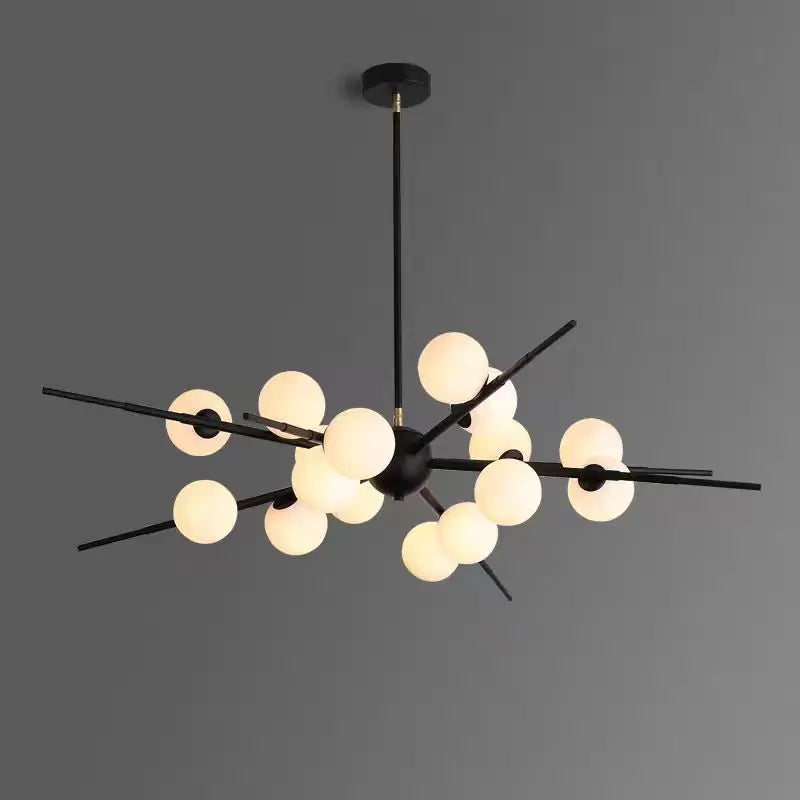 Modern Glass Ball LED Chandelier Gold/Black Pendant Lamp for Living & Dining Spaces
